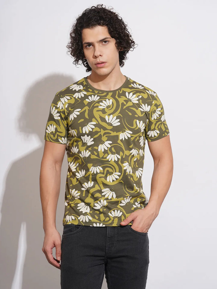 Green Regular Fit Men's Short Sleeves T-Shirt by Being Human Clothing