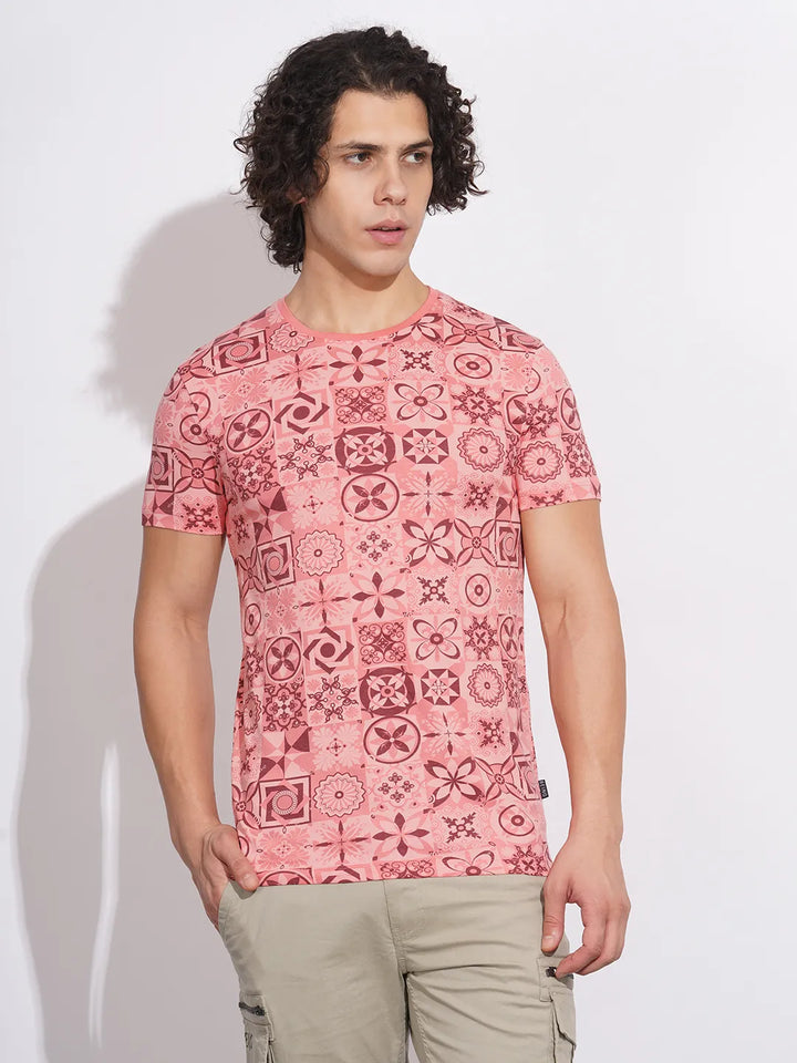 Pink Regular Fit Men's Short Sleeves T-Shirt by Being Human Clothing