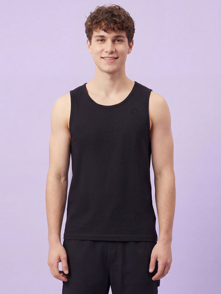 Black Moderno Fit Men's Sleeveless T-Shirt by Being Human Clothing 