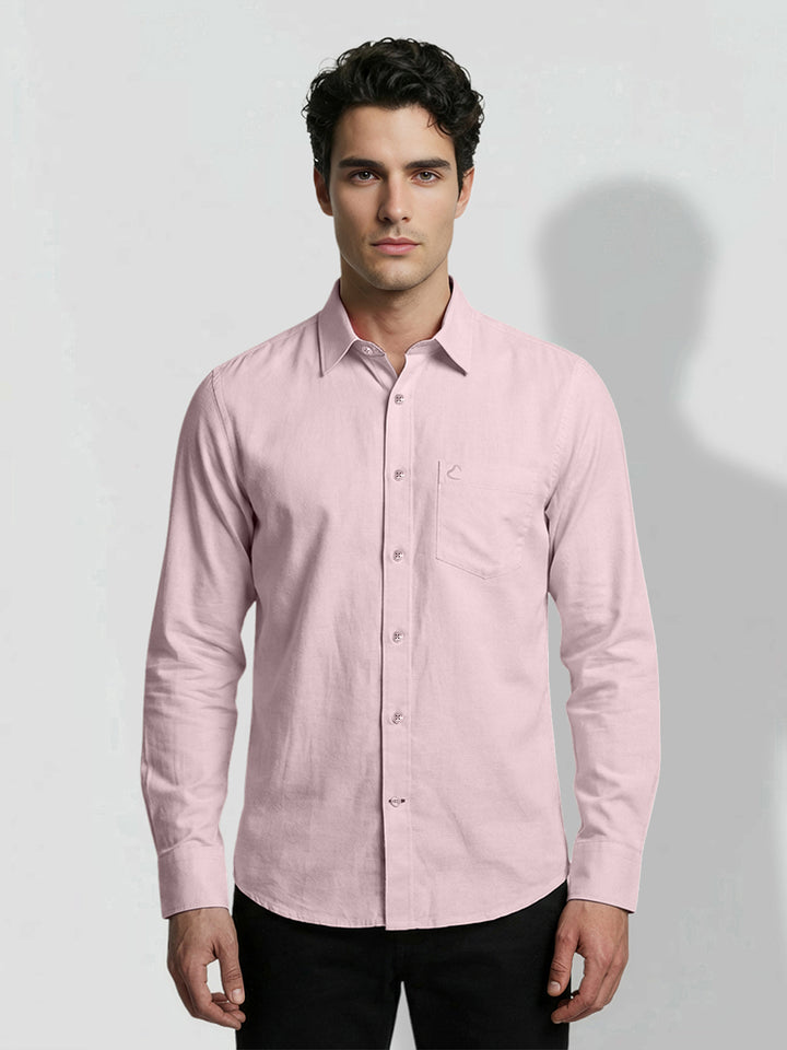 Pink Moderno Fit Men's Long Sleeves Casual Shirt