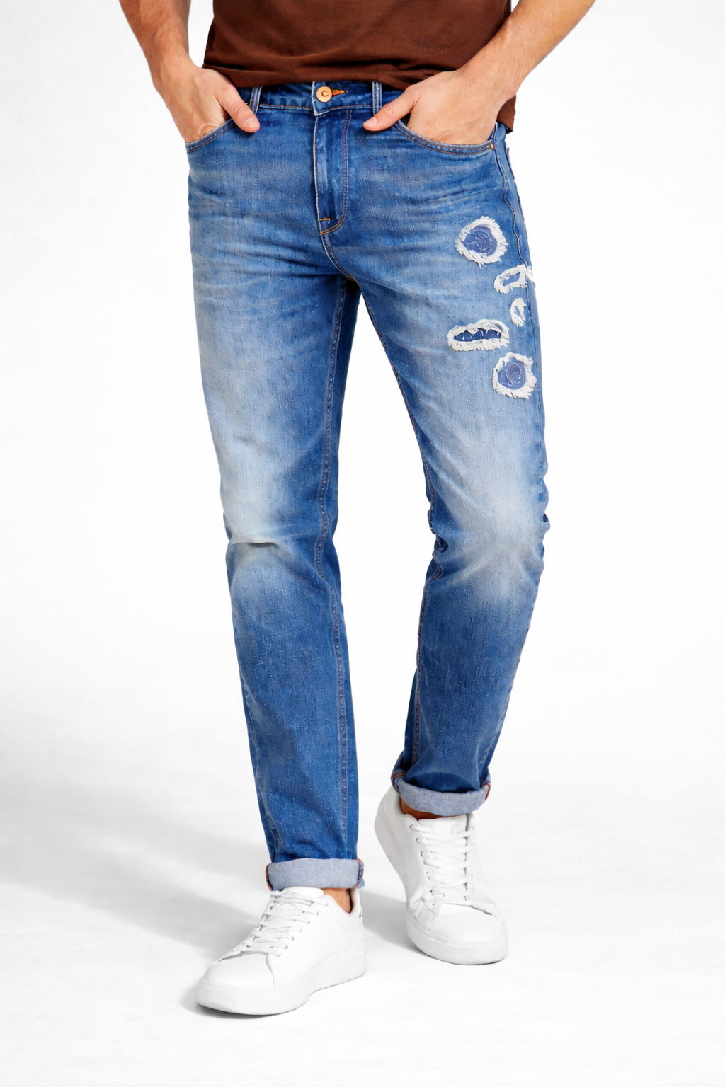 Mid Tone Slim Fit Denims For Men By Being Human Clothing