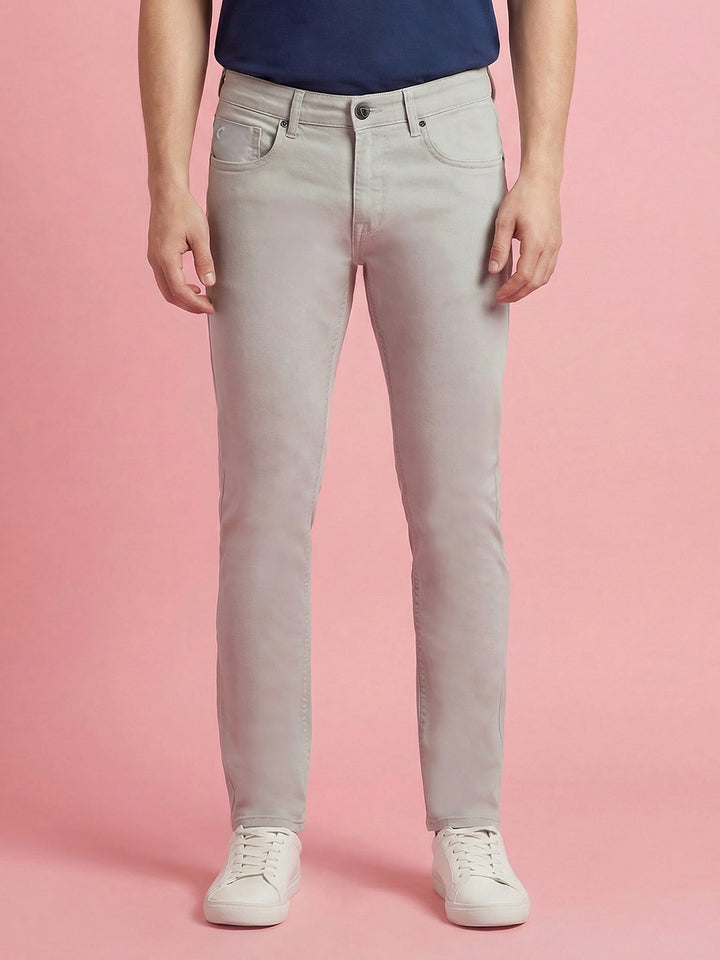 Light Grey Slim Fit Men's Mid Rise Jeans by Being Human Clothing 