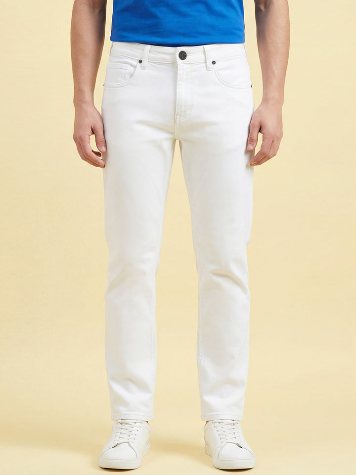 White Straight Fit Denim for Men by Being Human Clothing