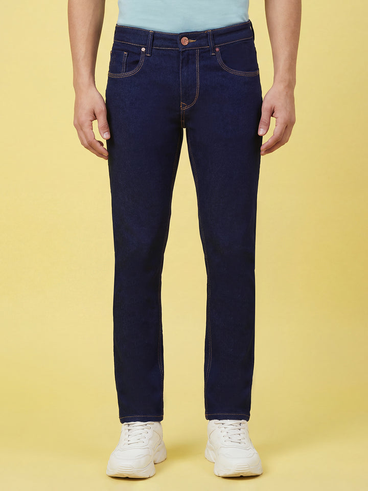 Navy Blue Skinny Fit Men's Mid Rise Jeans Â 