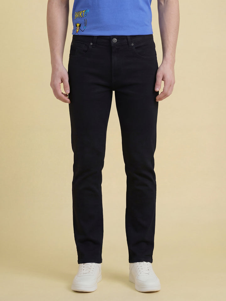 Black Straight Fit Men's Mid Rise Jeans by Being Human Clothing