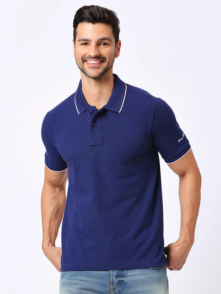 Blue Regular Fit Men's Polo T-Shirt