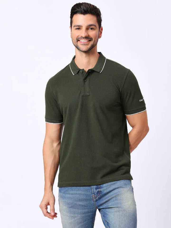 Green Regular Fit Men's Polo T-Shirt