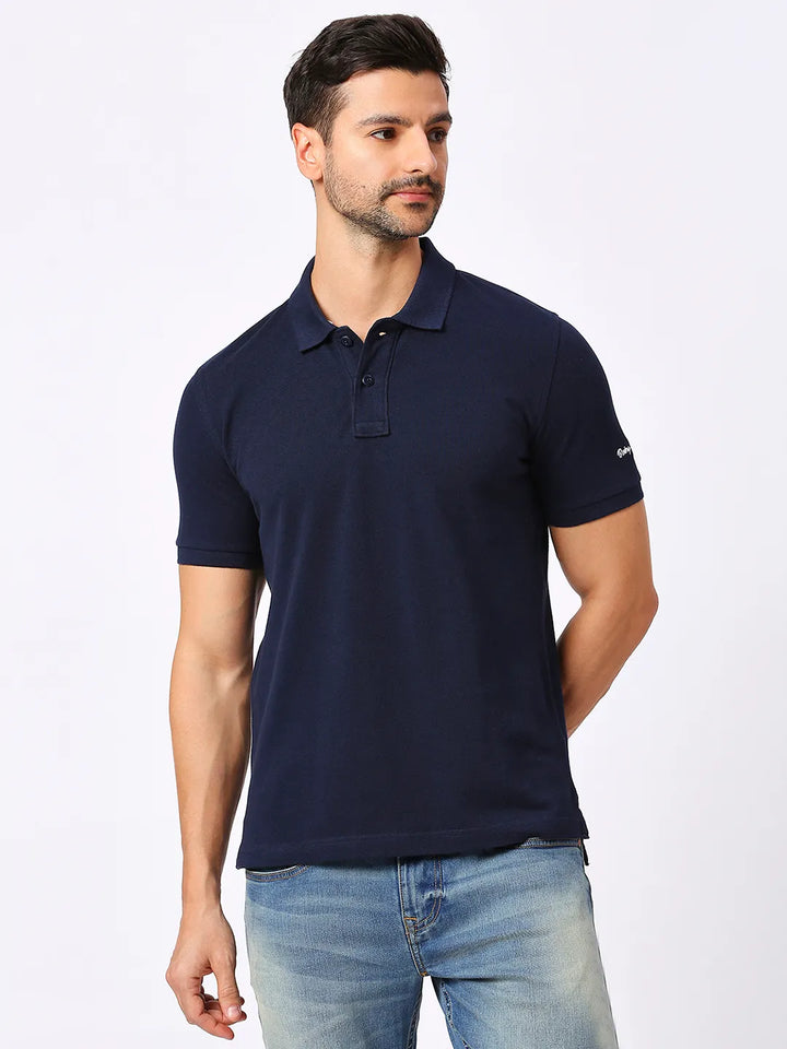 Blue Regular Fit Men's Polo T-Shirt