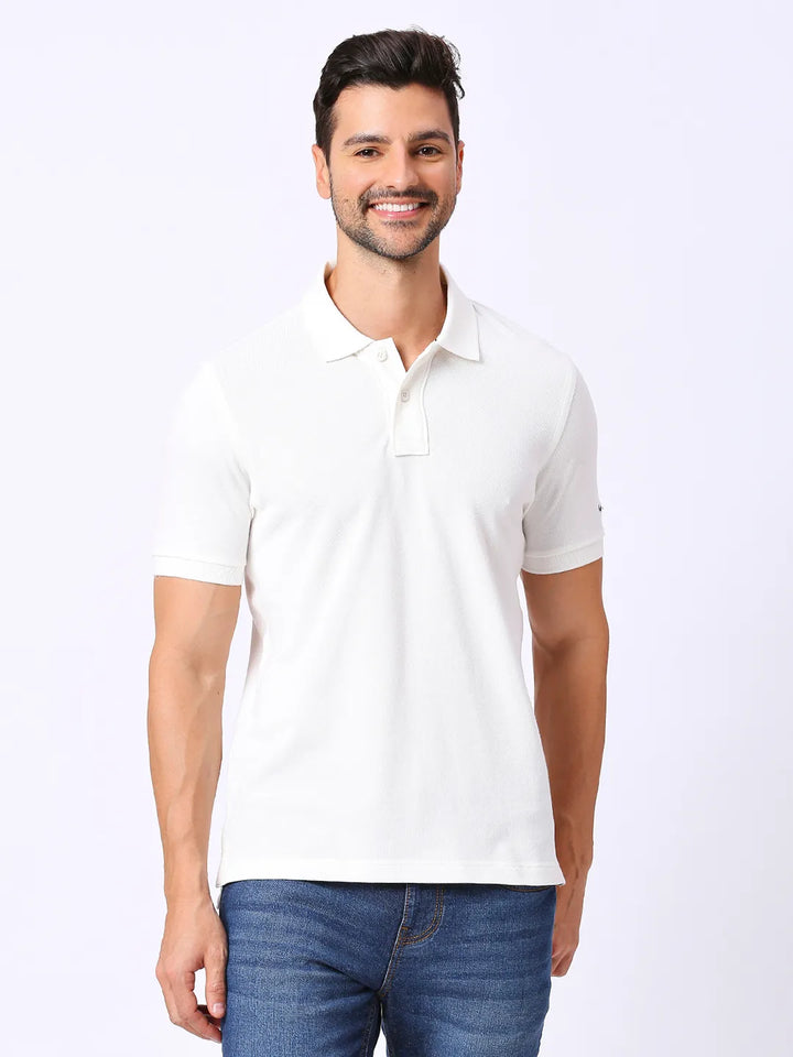 White Regular Fit Men's Polo T-Shirt