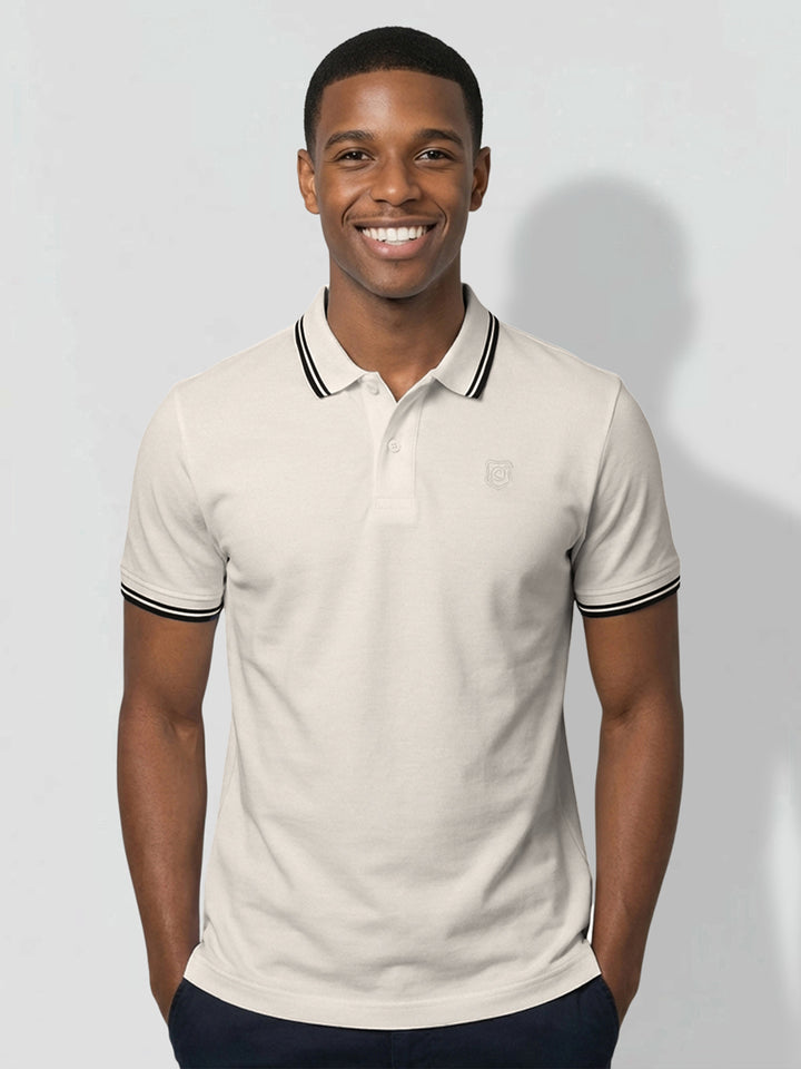 Off-White Moderno Fit Men's Short Sleeves Polo T-Shirt by Being Human Clothing