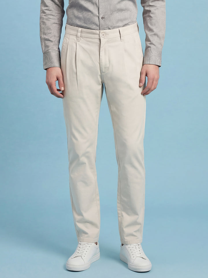 Slim Fit Men's Single-Pleat Trousers  
