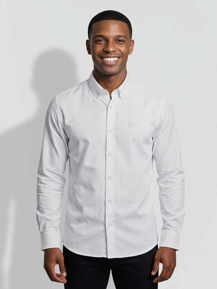 White Mordeno Fit Men's Long Sleeves Button-Down Casual Shirt