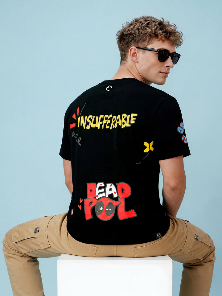Deadpool Black Easy Fit Men's Short Sleeves Round Neck Graphic T-Shirt by Being Human Clothing 