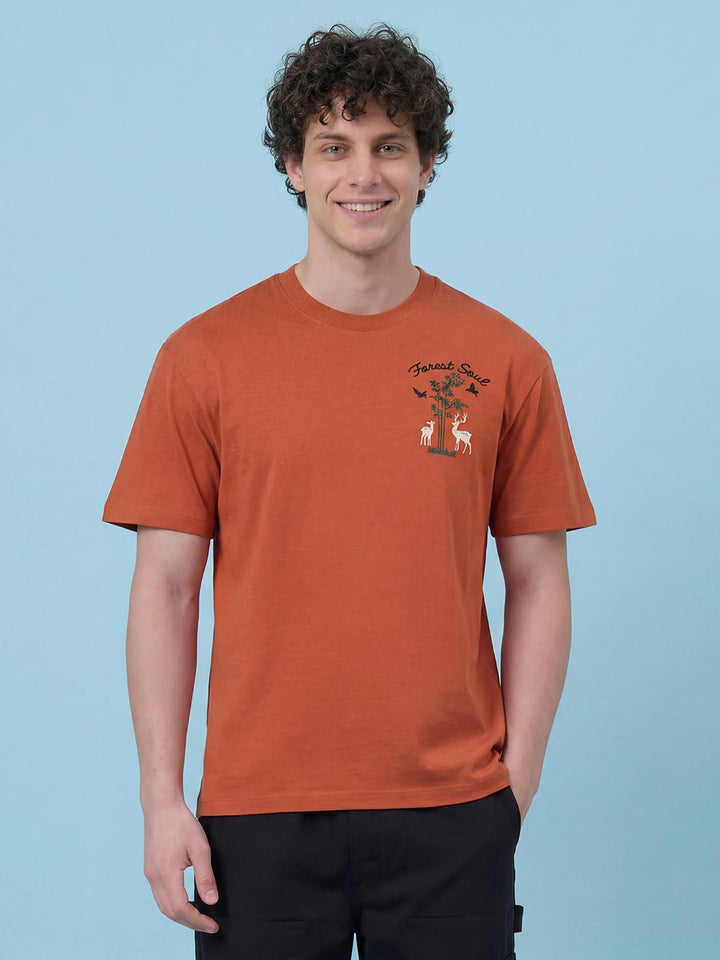 Rust Easy Fit Men's Short Sleeves Crew Neck T-Shirt by Being Human ClothingÂ 