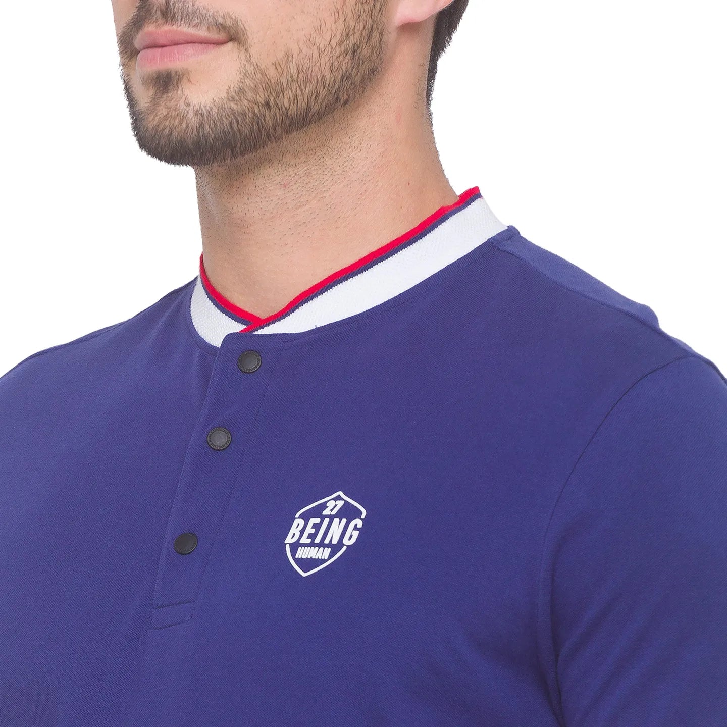 Being Human Clothing Men Regular Fit Polo Neck T-Shirts-Navy