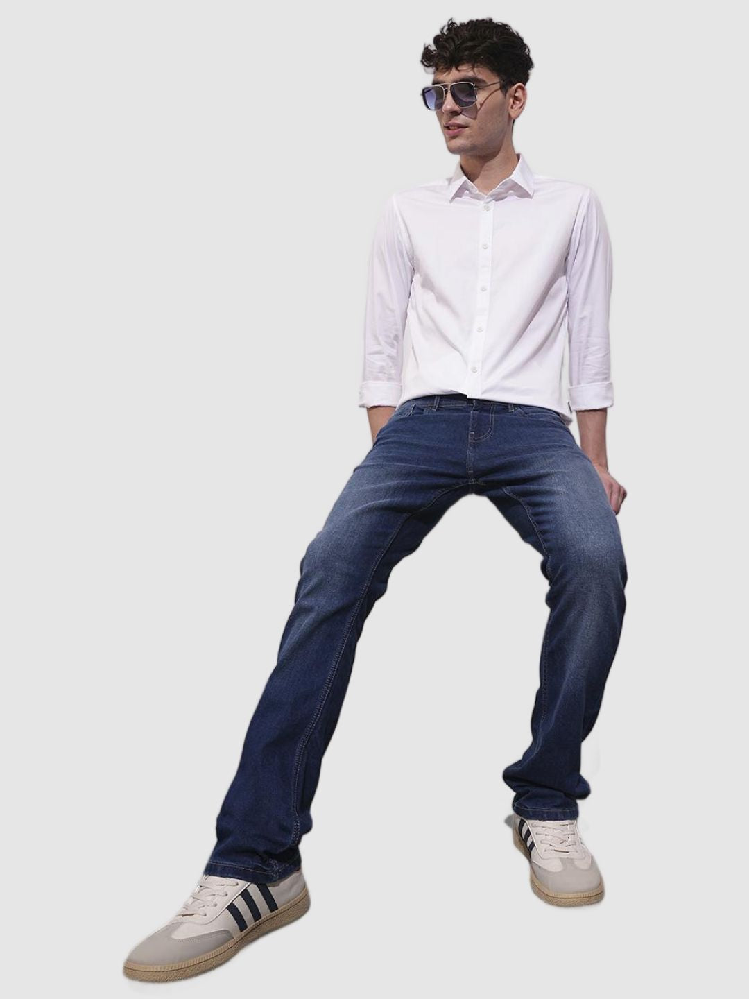 White Slim Fit Regular Collar Men's Shirt by Being Human Clothing