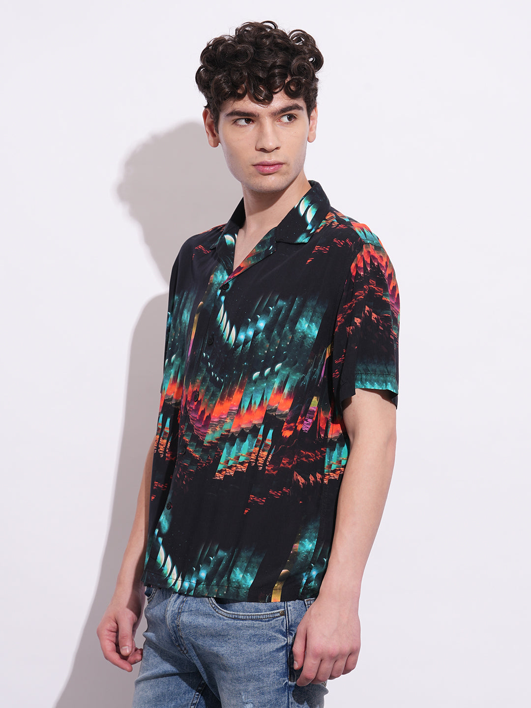 Black Easy Fit Regular Collar Men's Shirt by Being Human Clothing