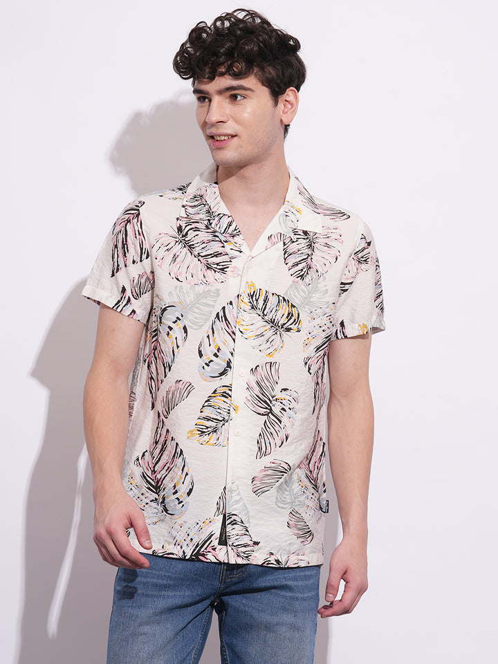 White Regular Fit Regular Collar Men's Shirt by Being Human Clothing