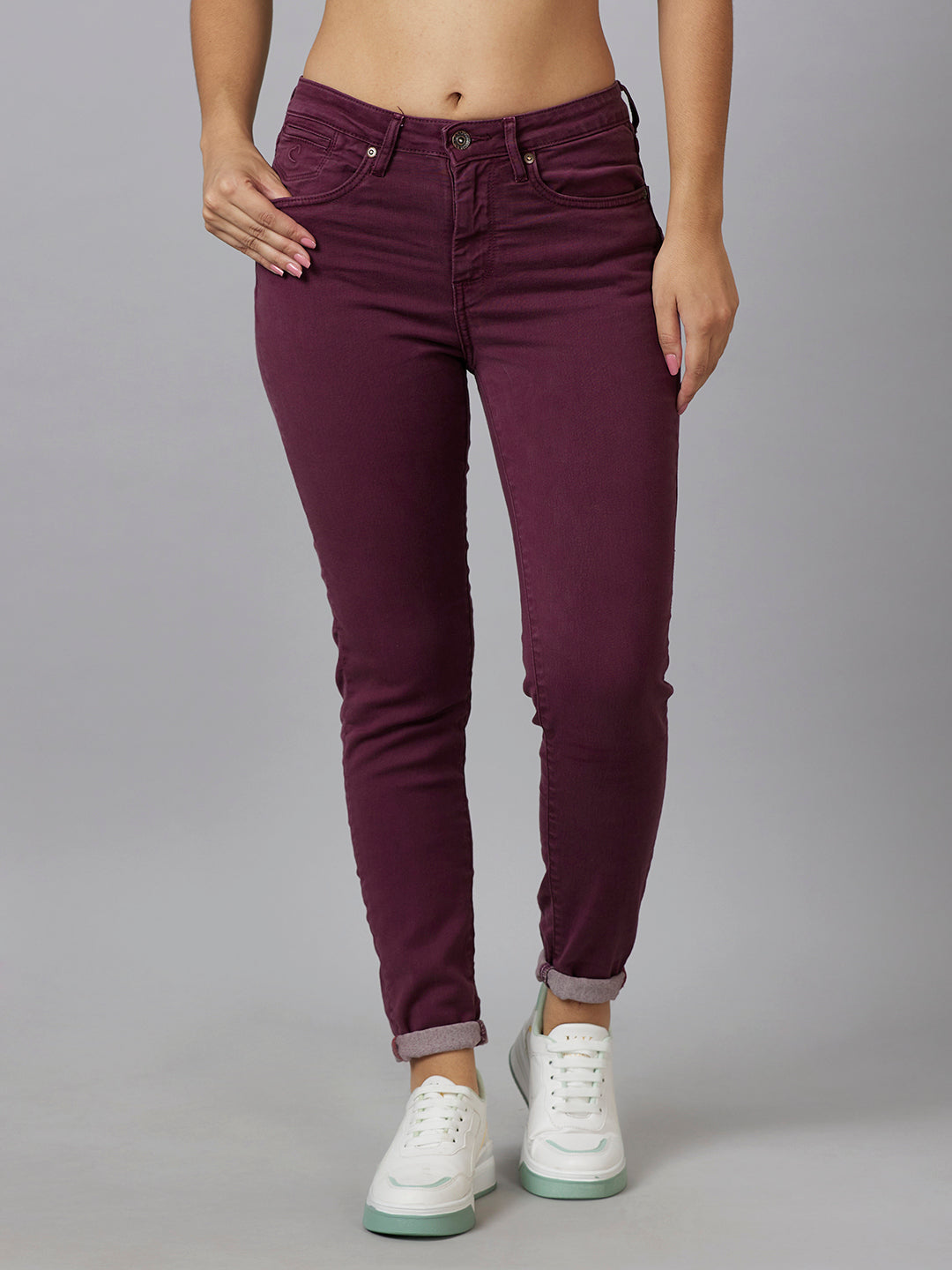 Plum Mid Rise Skinny Fit Women's Denims By Being Human Clothing