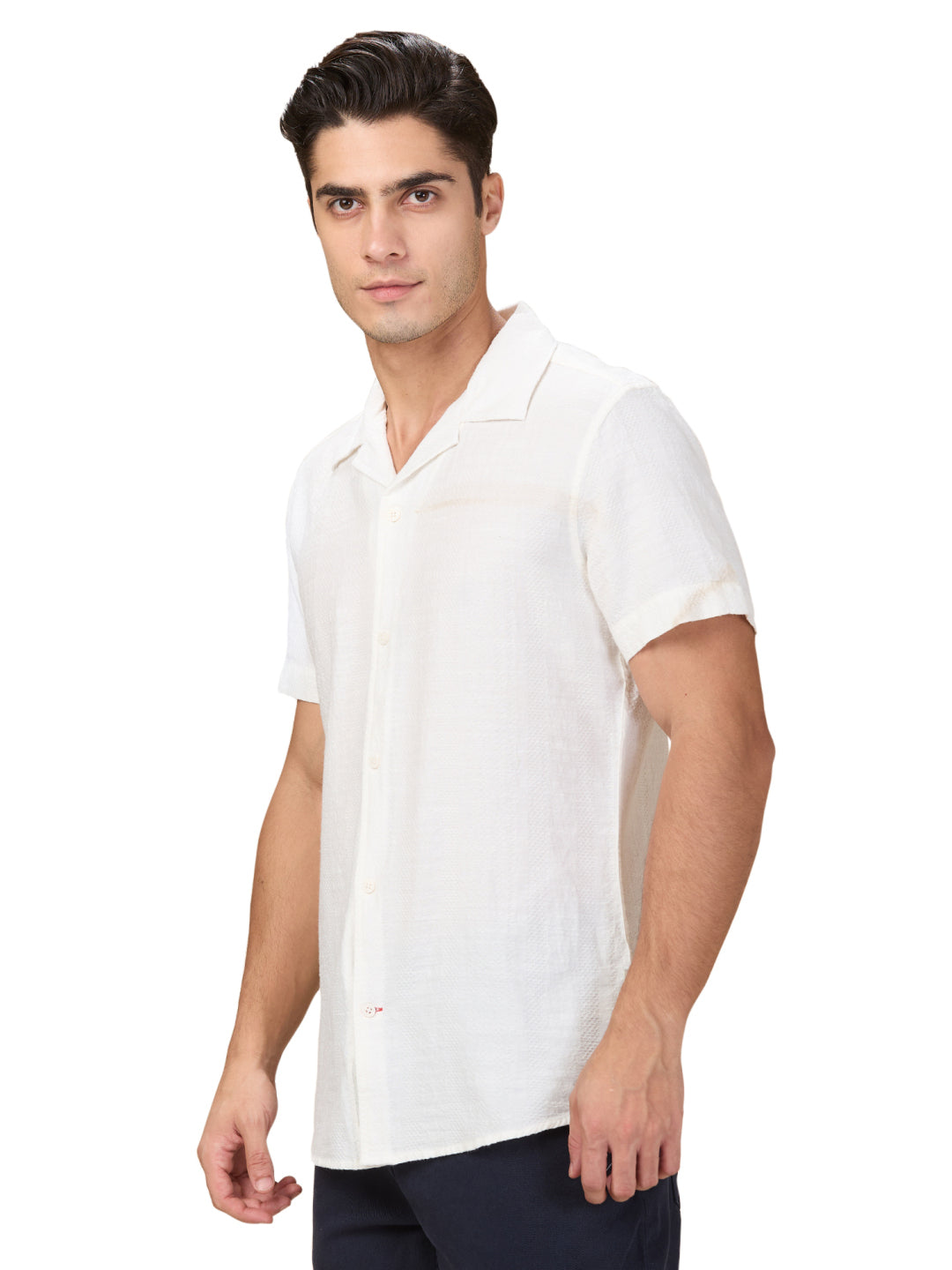 Beige Regular Fit Regular Collar Men's Shirt by Being Human Clothing