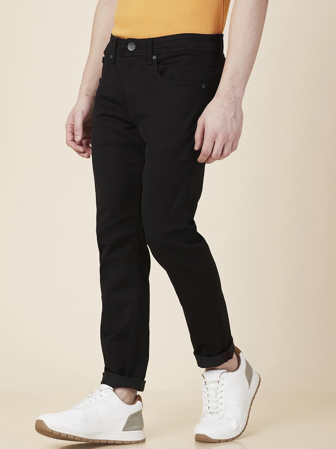 Black Cropped Fit Denims For Men By Being Human Clothing