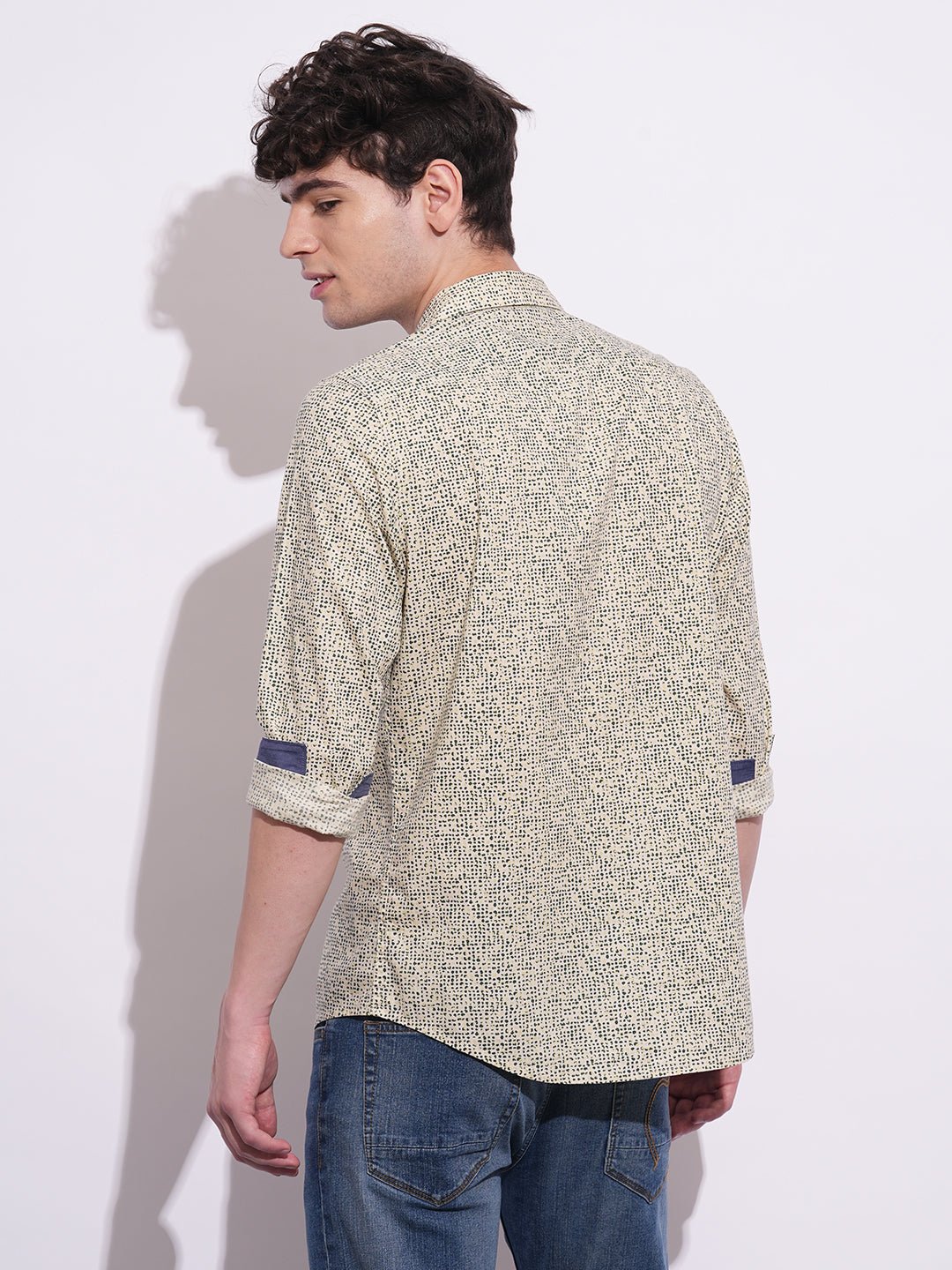 Off White Regular Fit Regular Collar Men's Shirt by Being Human Clothing