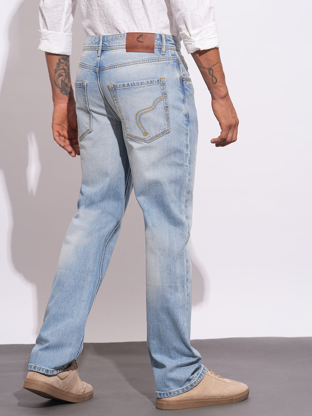 Light Blue Boot Cut Fit Denims For Men By Being Human Clothing