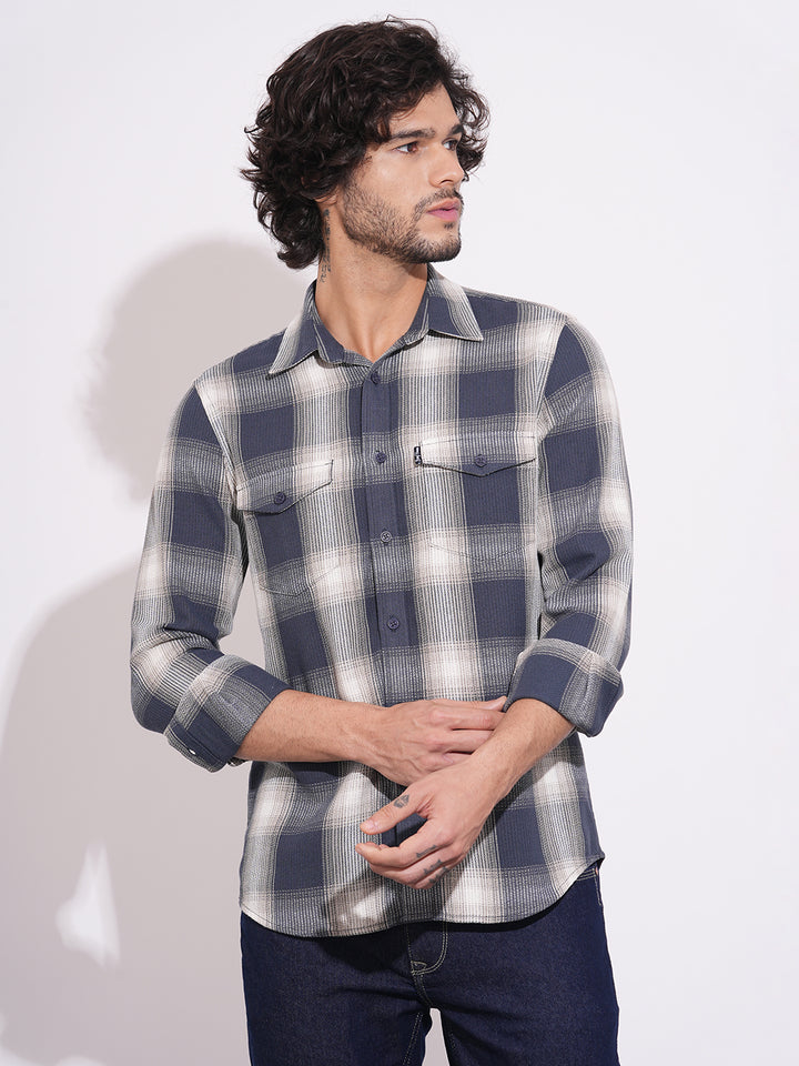 Grey Regular Fit Regular Collar Men's Shirt