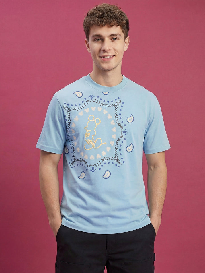 Mickey Mouse Easy Fit Men's Crew Neck T-Shirt by Being Human Clothing 