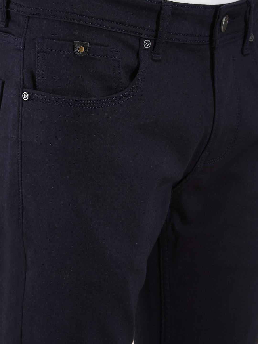 Navy Cropped Fit Denims For Men By Being Human Clothing