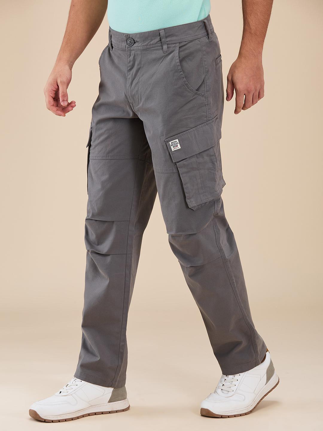Grey Slim Fit Cargo For Men By Being Human Clothing
