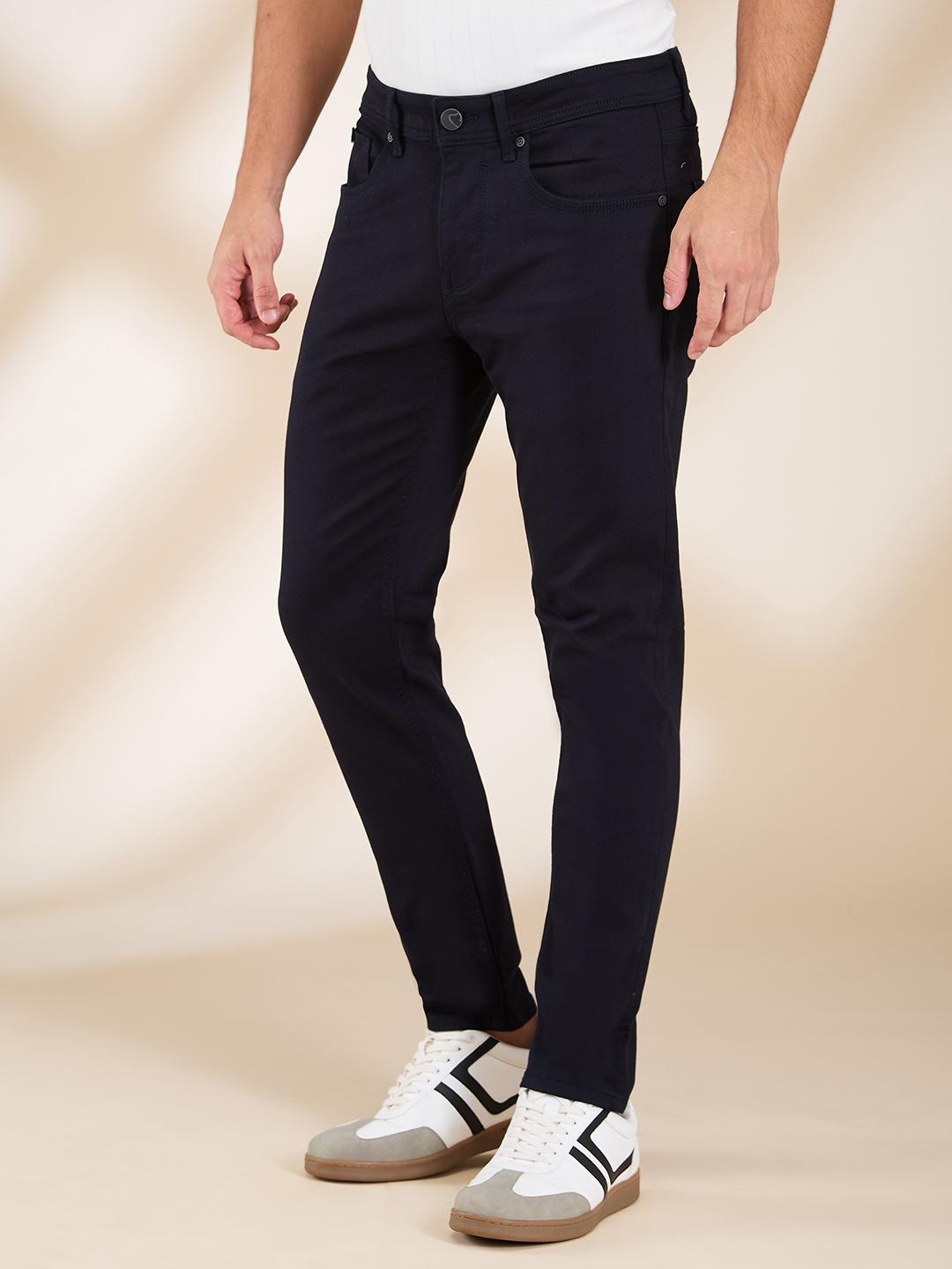 Navy Cropped Fit Denims For Men By Being Human Clothing