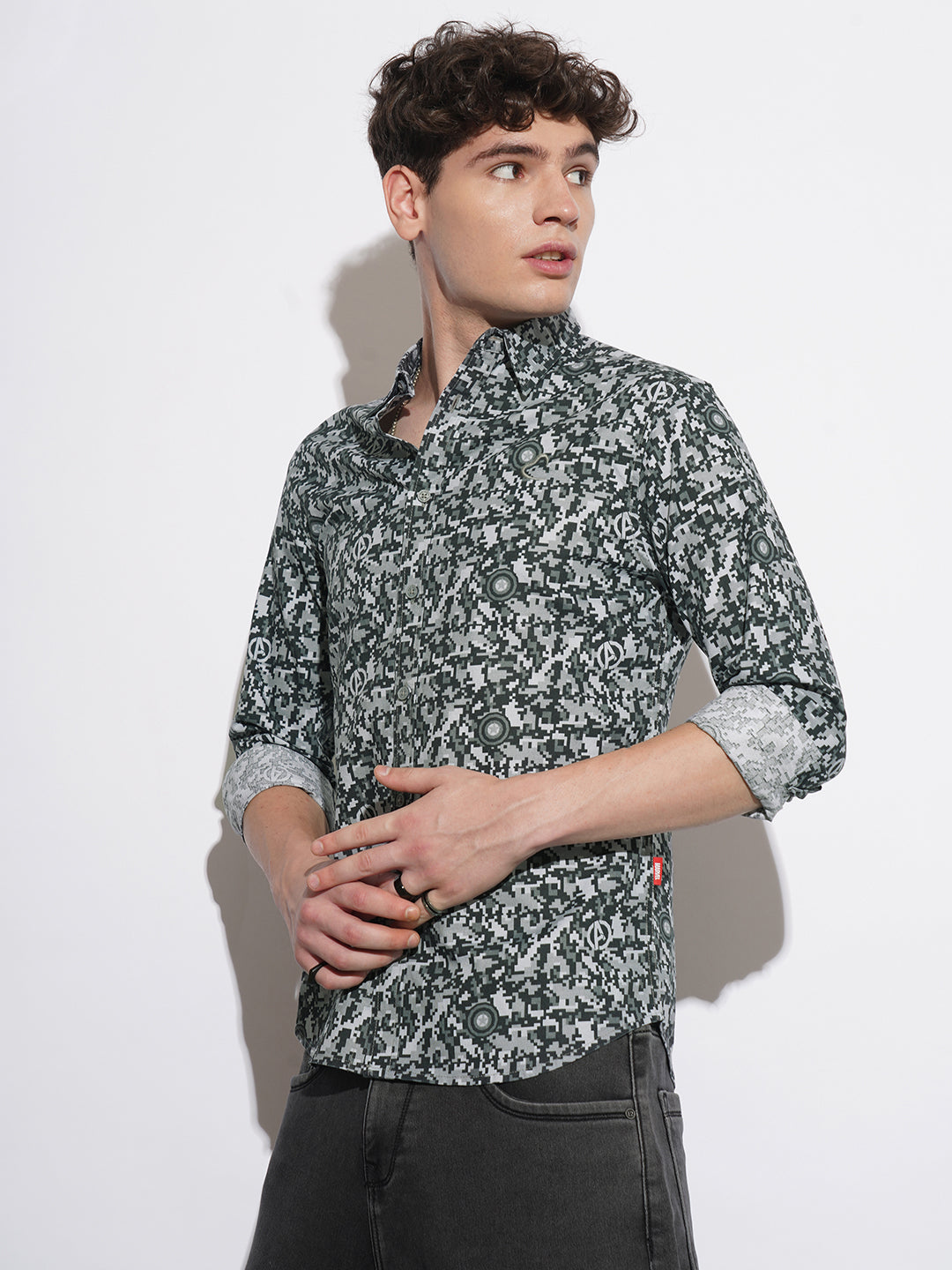 Black Comfort Fit Regular Collar Men's Shirt by Being Human Clothing