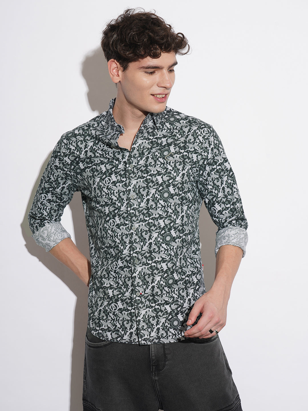 Black Comfort Fit Regular Collar Men's Shirt by Being Human Clothing