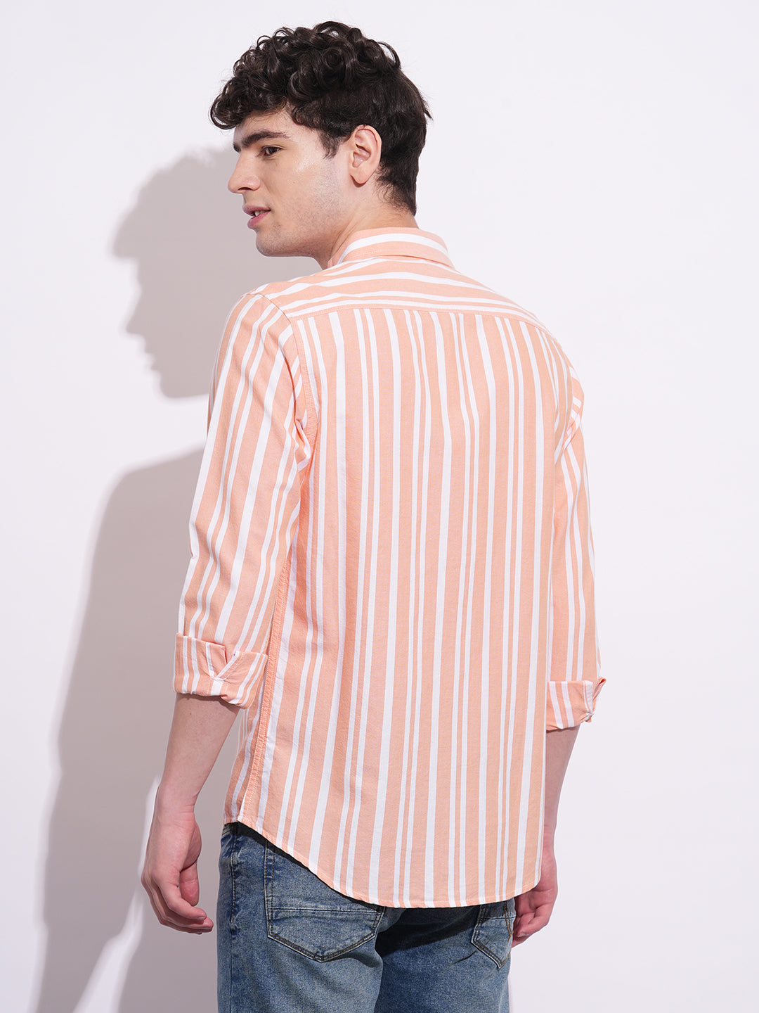 Orange Regular Fit Regular Collar Men's Shirt by Being Human Clothing