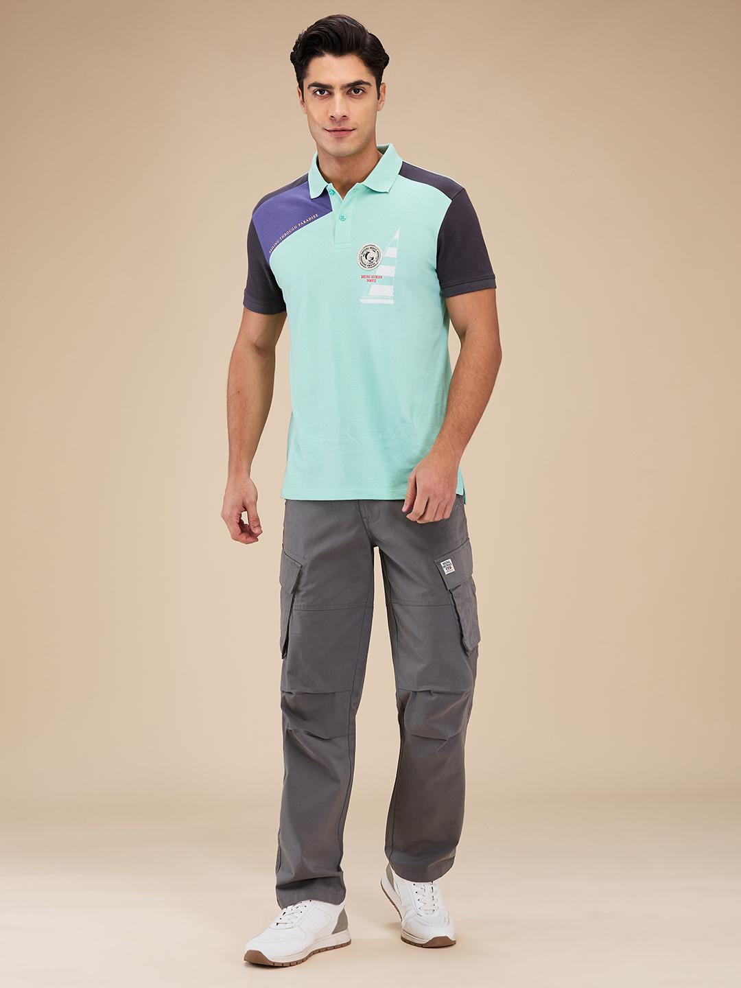 Grey Slim Fit Cargo For Men By Being Human Clothing