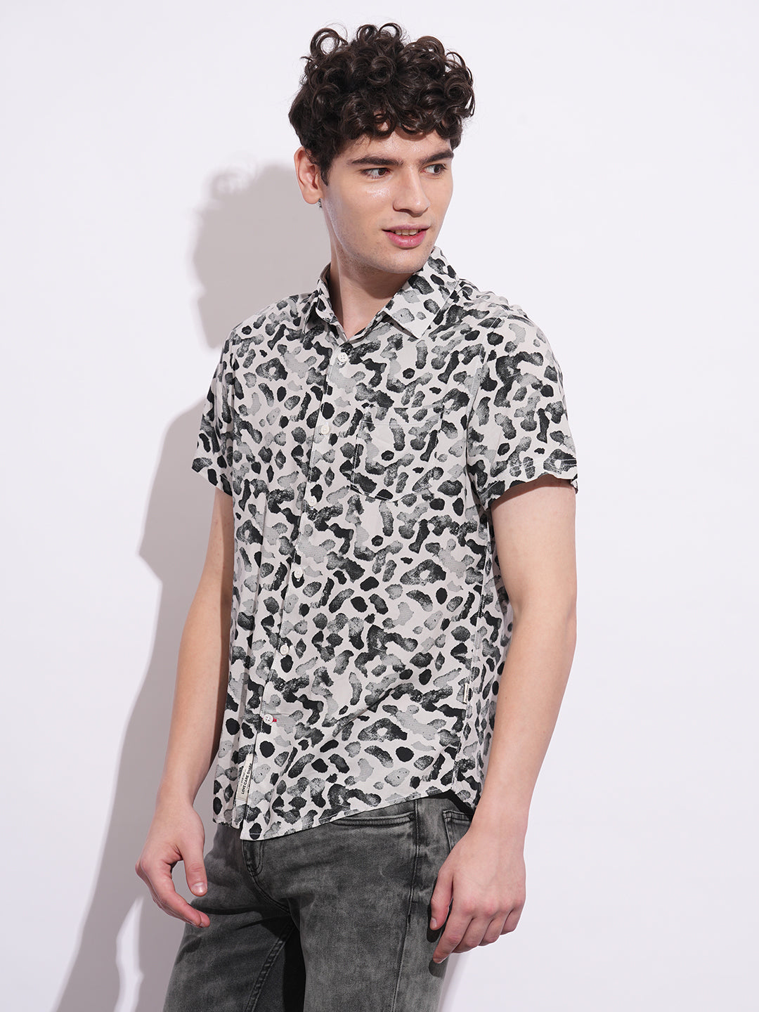 Black Regular Fit Regular Collar Men's Shirt by Being Human Clothing