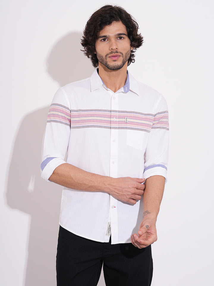 White Moderno Fit Regular Collar Men's Shirt