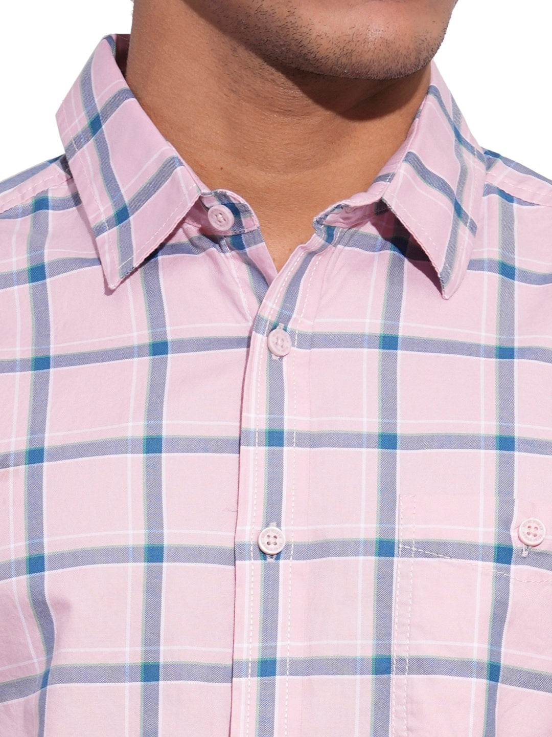 Pink Regular Fit Regular Collar Men's Shirt by Being Human Clothing