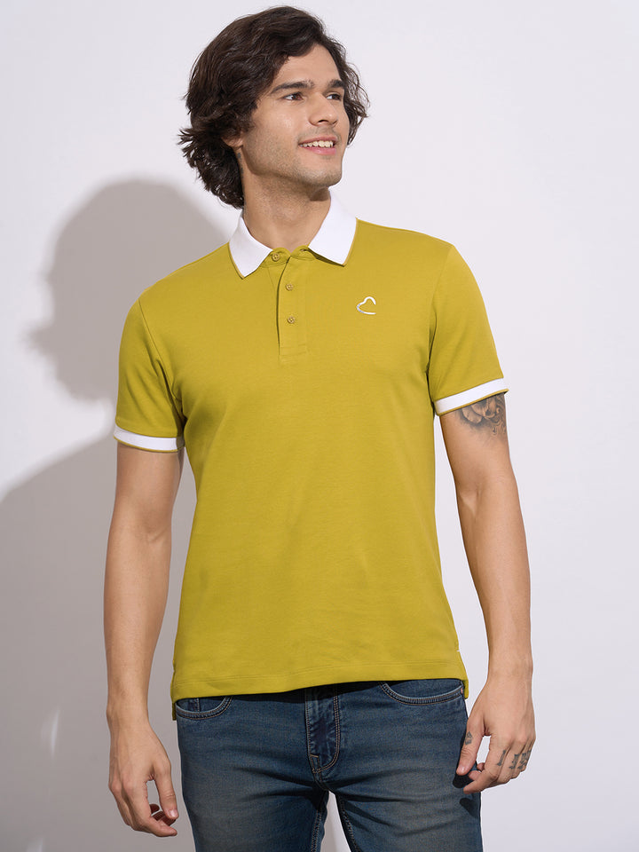 Mustard Regular Fit Men's Polo T-Shirt