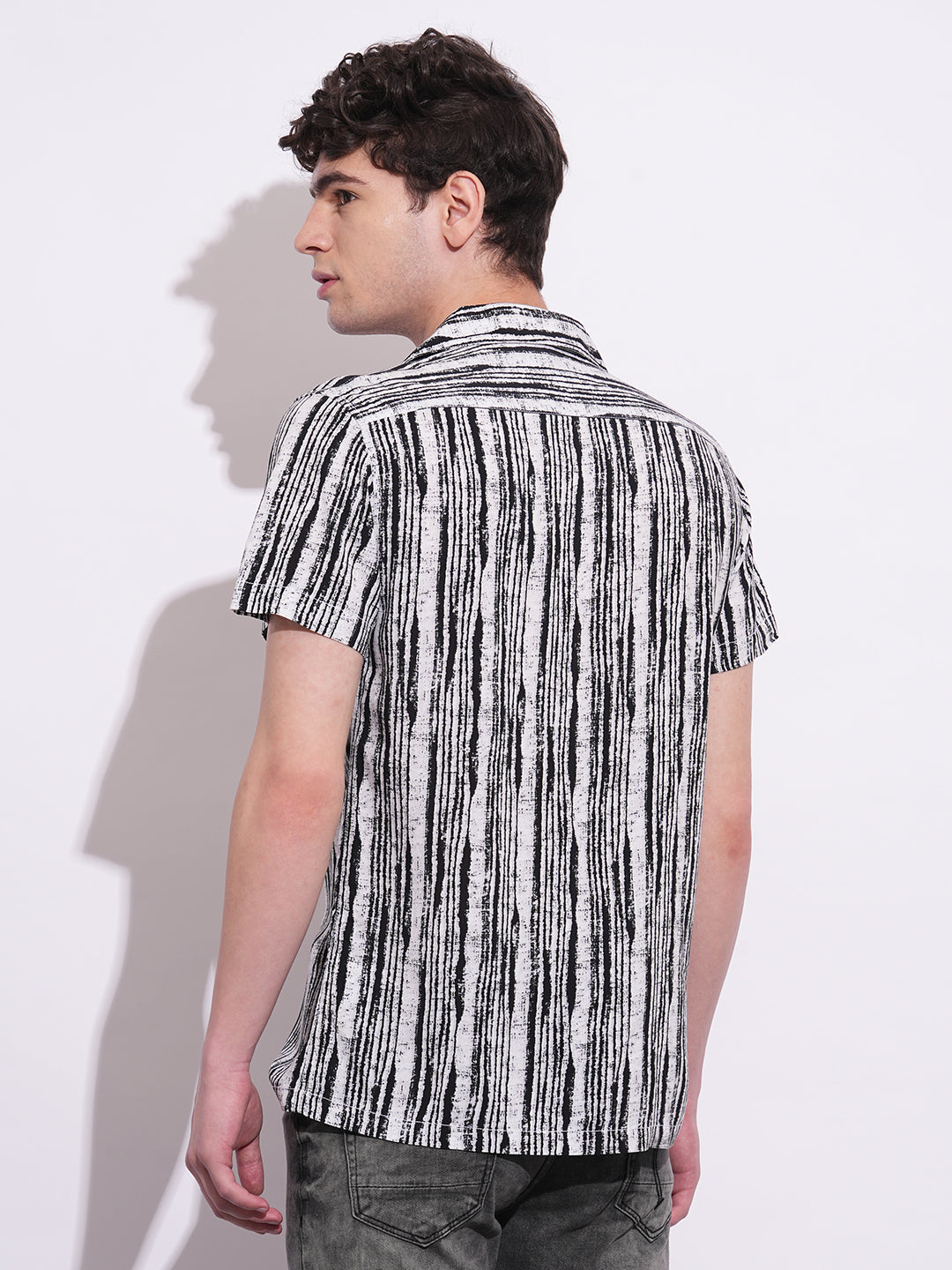 Black Slim Fit Regular Collar Men's Shirt by Being Human Clothing