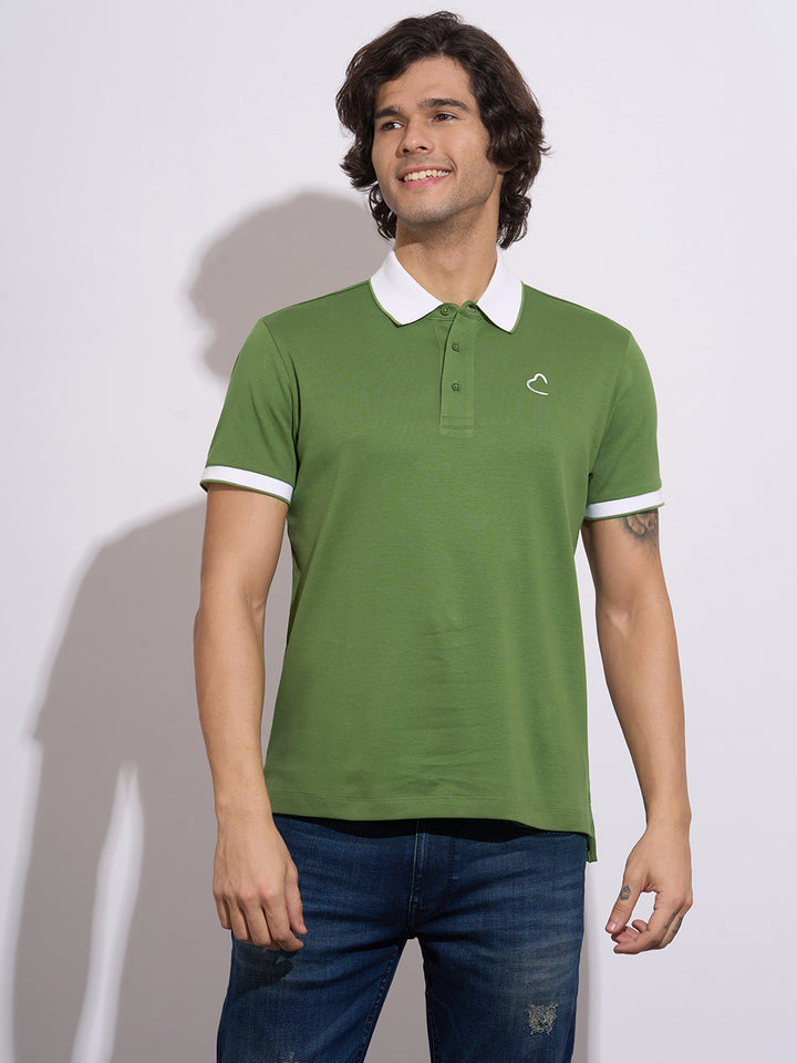 Olive Regular Fit Men's Polo T-Shirt