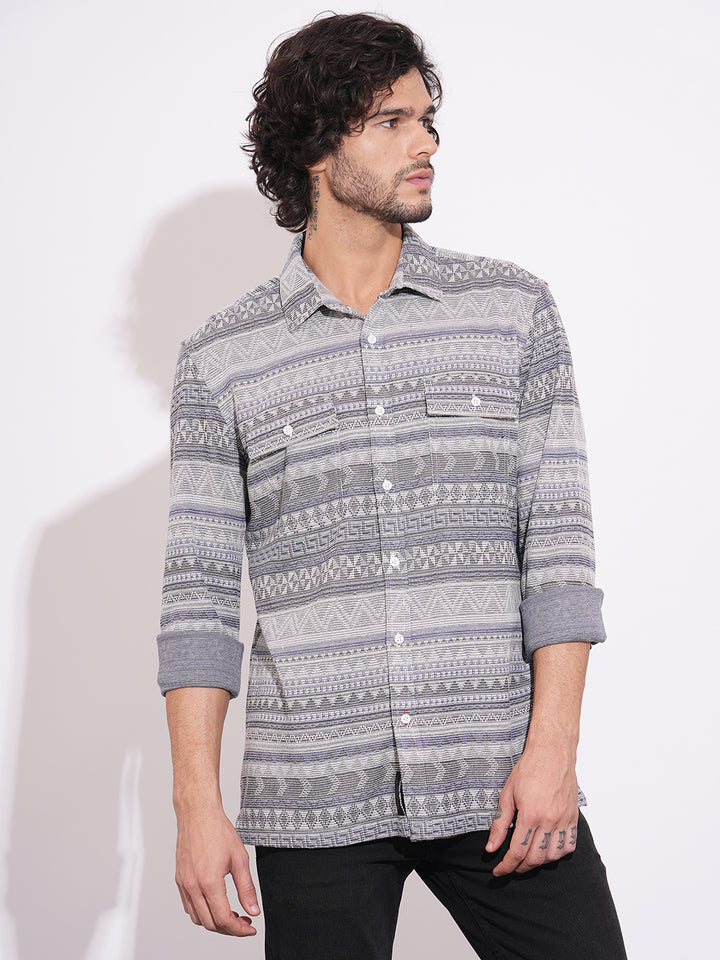 Black Moderno Fit Regular Collar Long Sleeves Blended Men's Shirt
