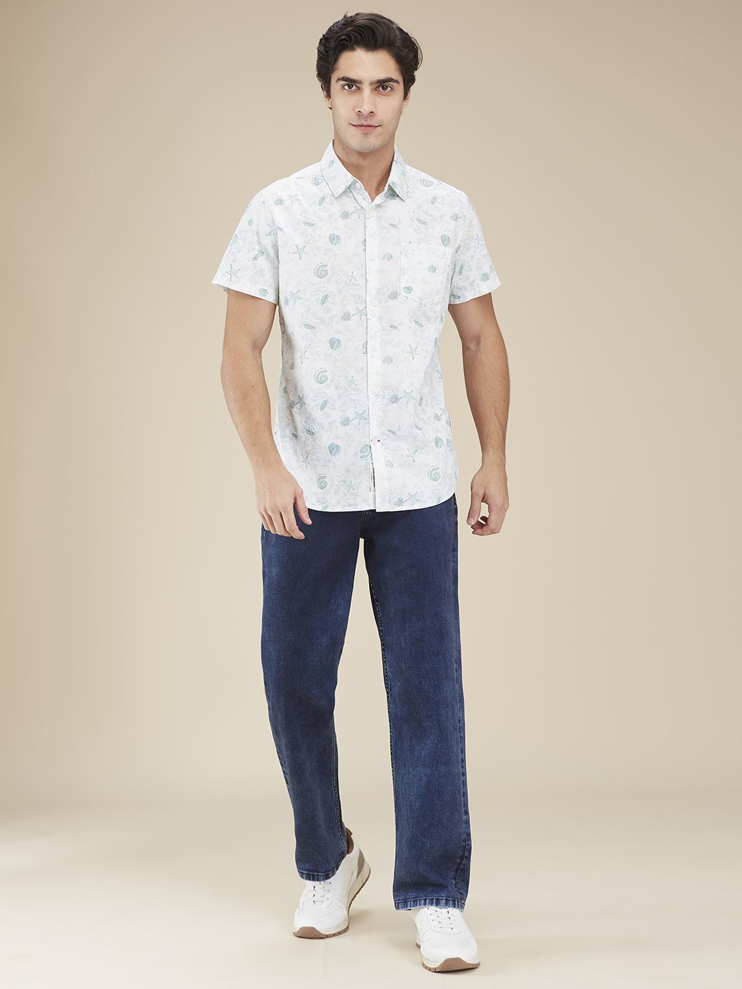 White Regular Fit Regular Collar Men's Shirt by Being Human Clothing