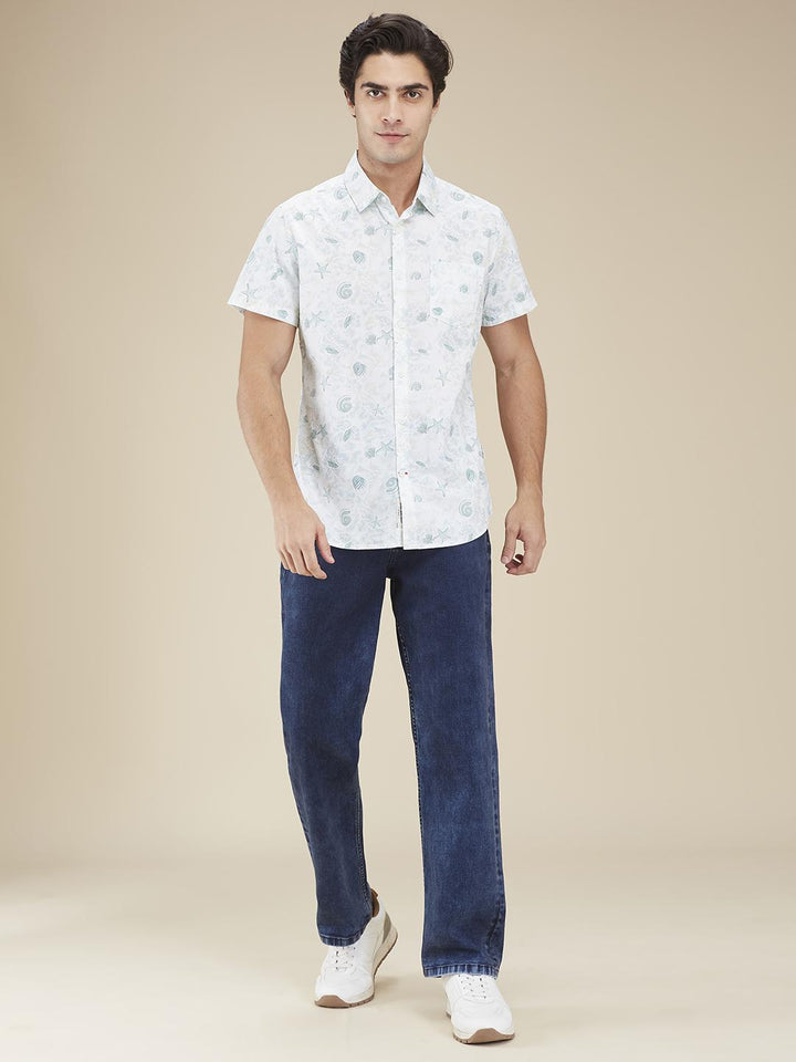 White Regular Fit Regular Collar Men's Shirt by Being Human Clothing