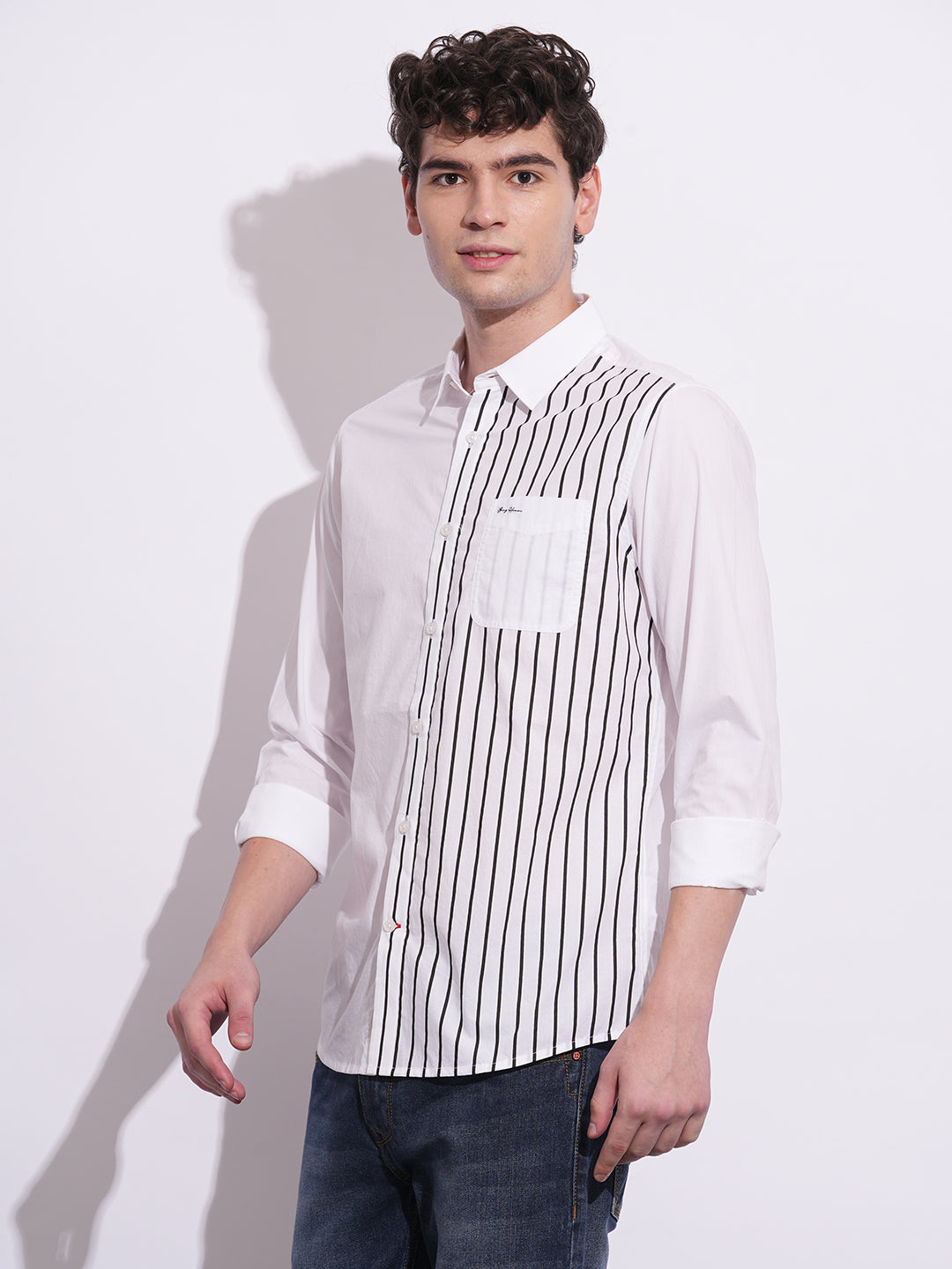 White Regular Fit Regular Collar Men's Shirt by Being Human Clothing