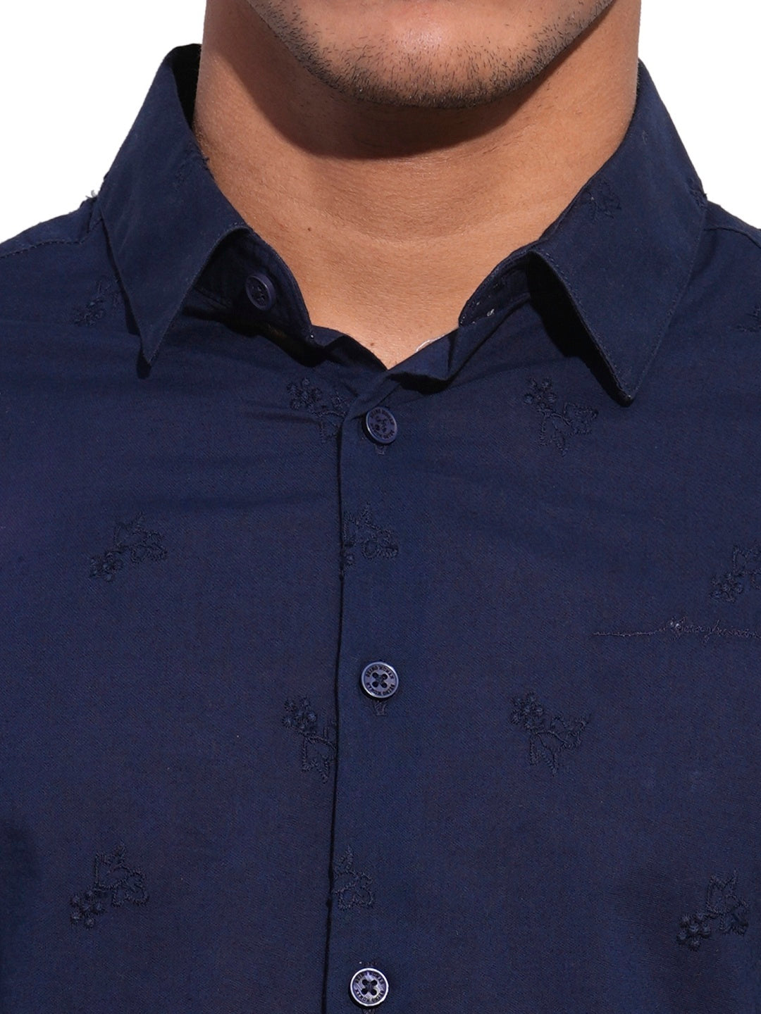 Navy Regular Fit Regular Collar Men's Shirt by Being Human Clothing