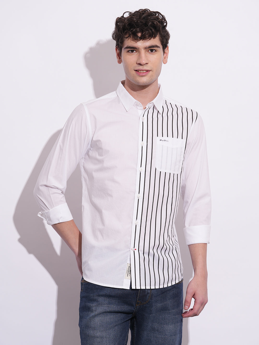 White Regular Fit Regular Collar Men's Shirt by Being Human Clothing