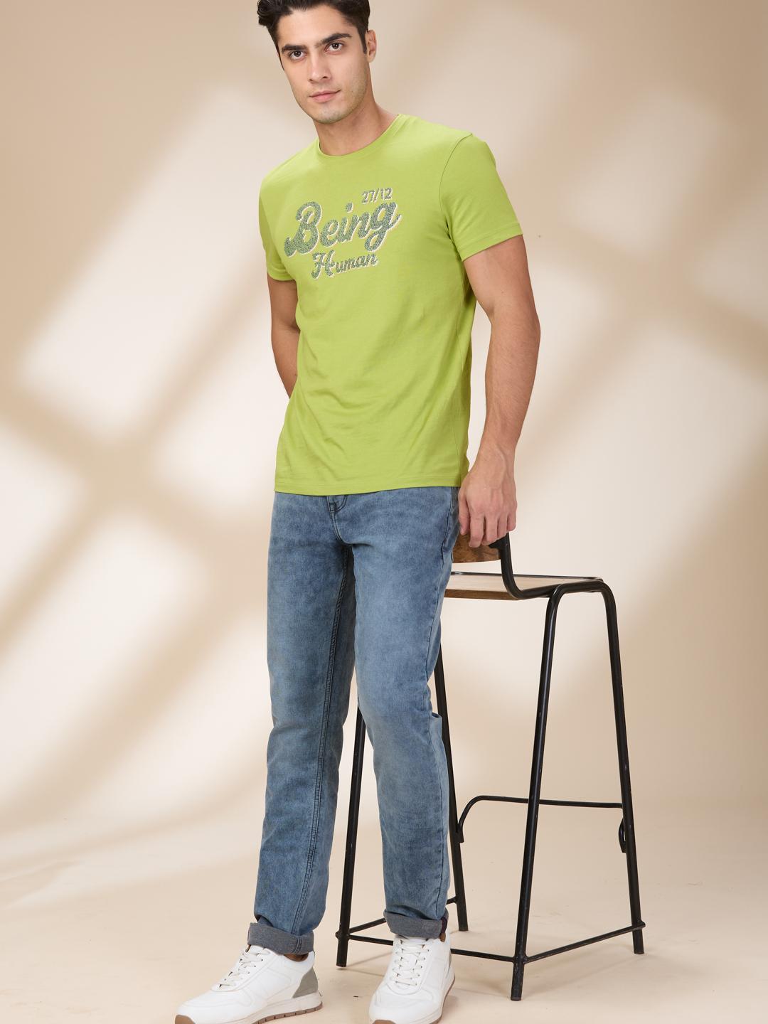 Grey Slim Fit Denims For Men By Being Human Clothing