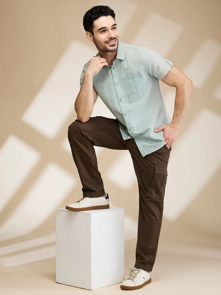 Brown Easy Fit Cargos for Men